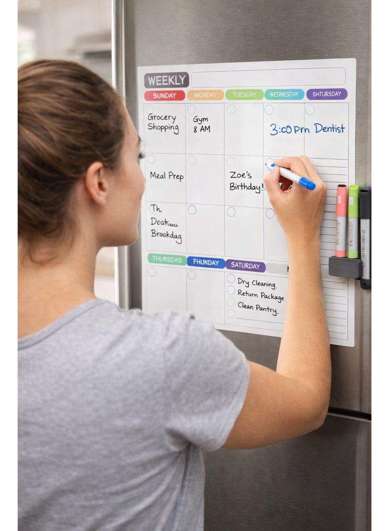 Magnetic Weekly & Monthly Planner Board Set with Markers and Eraser - Image 1